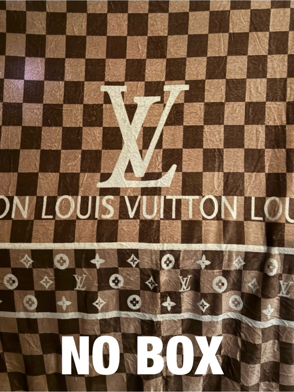 LV Brown and Cream Checkerboard Logo Blanket NO BOX